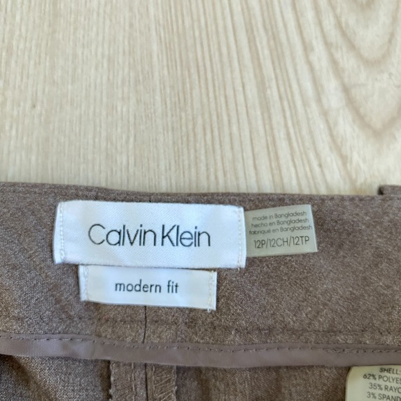 Calvin Klein Modern Fit Dress Pants Women 12P Brown Wide Leg Career Preppy - Picture 5 of 11